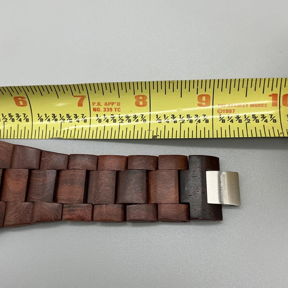 WeWOOD G12-108 Mens Watch 46mm Dual Time Natural Wood Bracelet New Battery 9.25